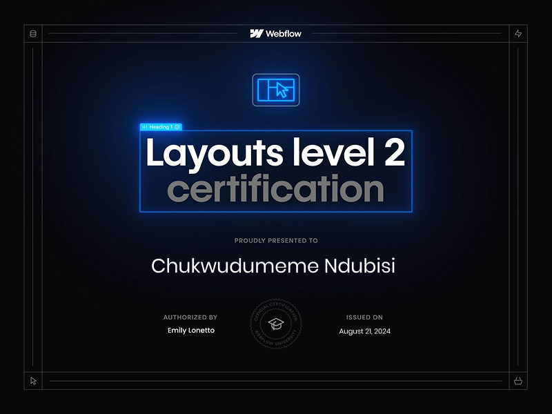 Dumeme Ndubisi Webflow Certificate